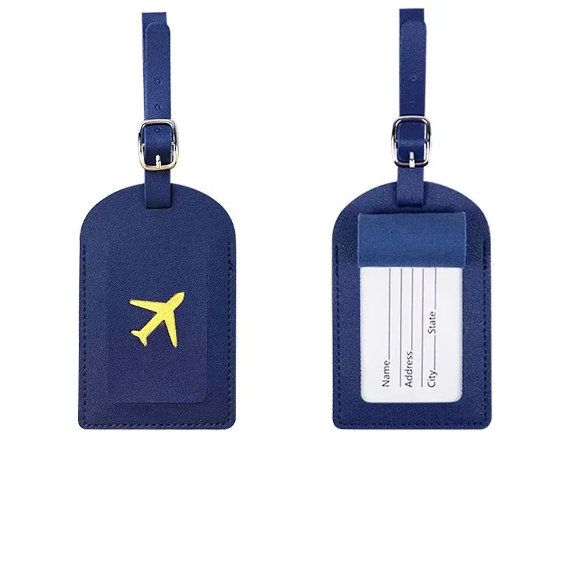 Travel Luggage Tag Essentials Women Men PU Leather Suitcase Identifier Label Baggage Boarding Bag Tag Name ID Address Holder