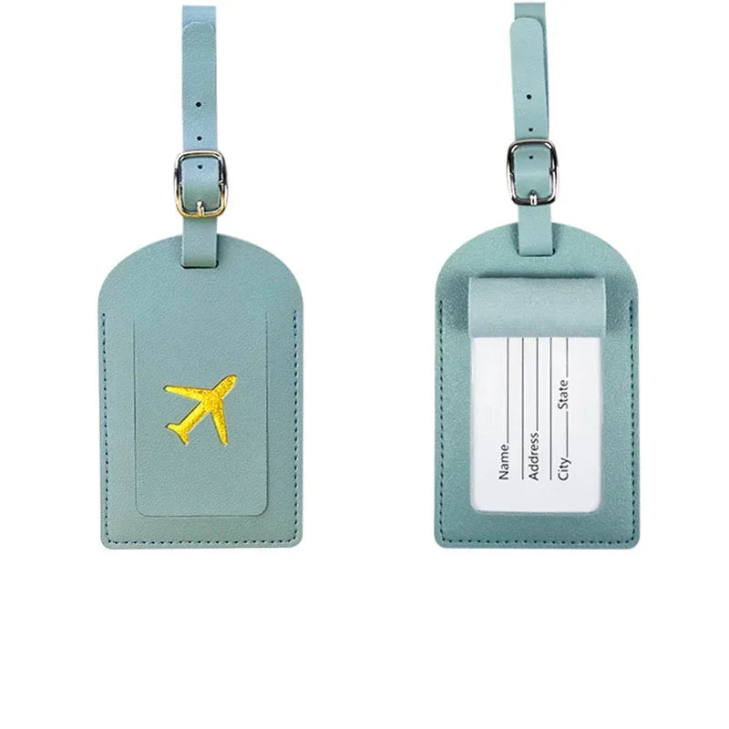 Travel Luggage Tag Essentials Women Men PU Leather  Suitcase Identifier Label Baggage Boarding Bag Tag Name ID Address Holder