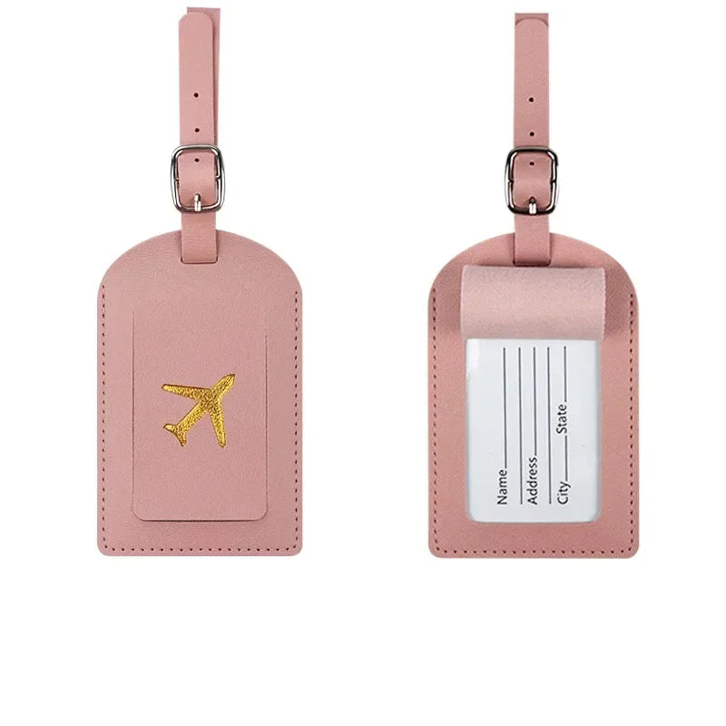 Travel Luggage Tag Essentials Women Men PU Leather  Suitcase Identifier Label Baggage Boarding Bag Tag Name ID Address Holder