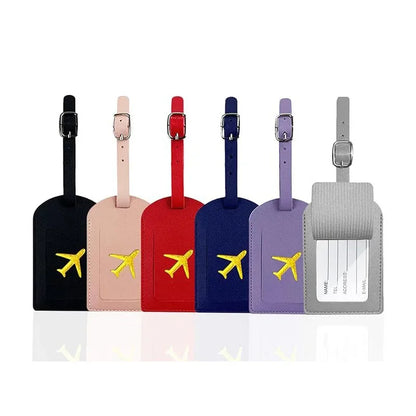 Travel Luggage Tag Essentials Women Men PU Leather  Suitcase Identifier Label Baggage Boarding Bag Tag Name ID Address Holder
