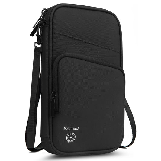 Multi Pocket Passport Bag Travel Wallet with Shoulder Strap
