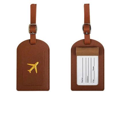 Travel Luggage Tag Essentials Women Men PU Leather  Suitcase Identifier Label Baggage Boarding Bag Tag Name ID Address Holder